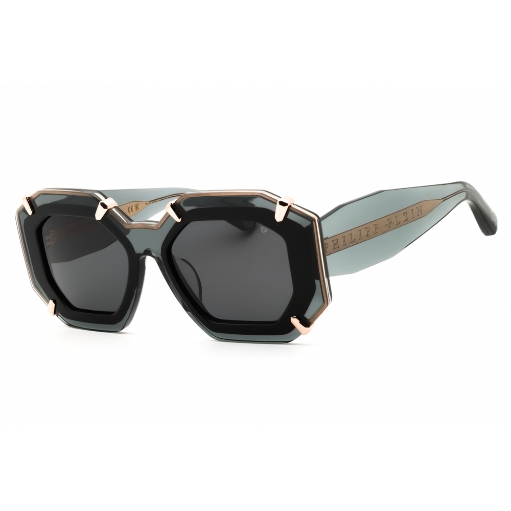 Philipp Plein SPP098V Sunglasses Transparent Grey Plastic Oval